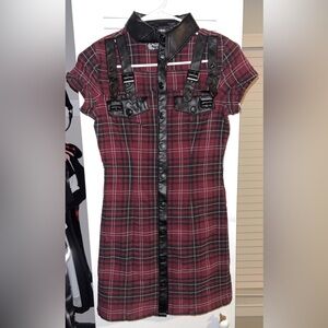 Killstar plaid cut out vinyl collar dress. Nwot. Size s